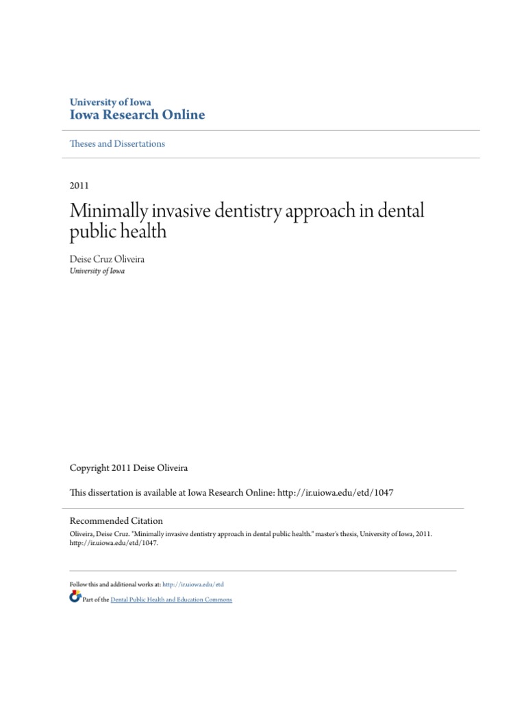 Minimally Invasive Dentistry Approach in Dental Public Health | PDF ...
