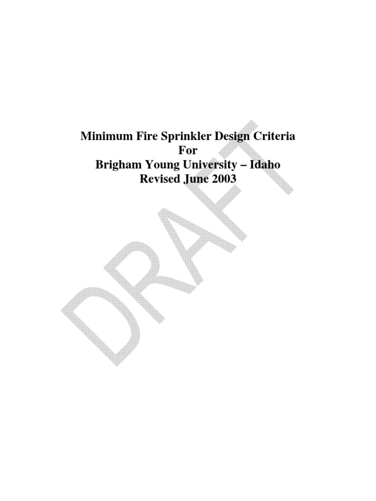 Minimum Fire Sprinkler Design Criteria PDF Fire Sprinkler System