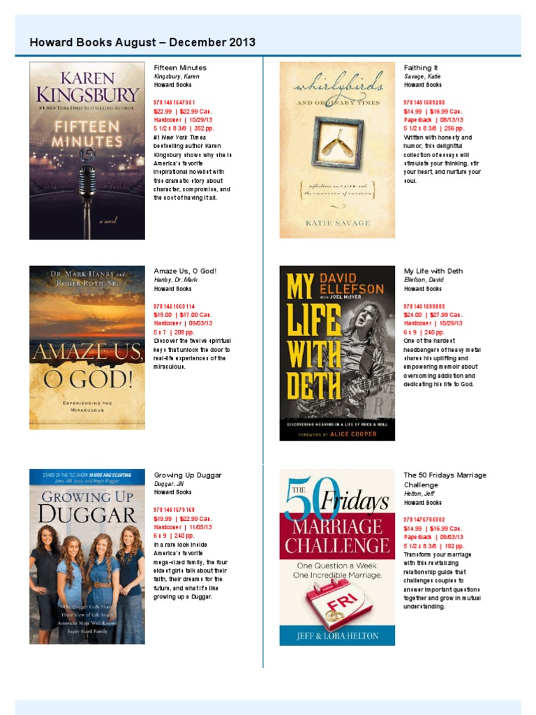 Howard Books Fall 2013 Releases | PDF | Religion And Belief | Books