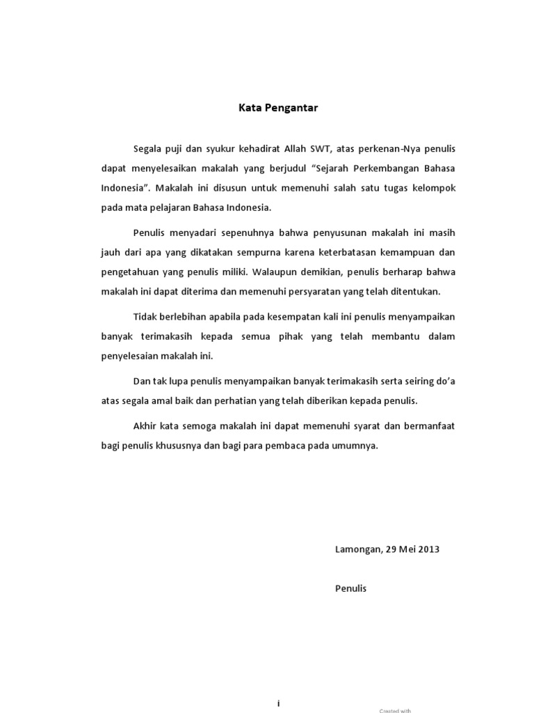 Makalah Sejarah Perkembangan Bahasa Indonesia  PDF