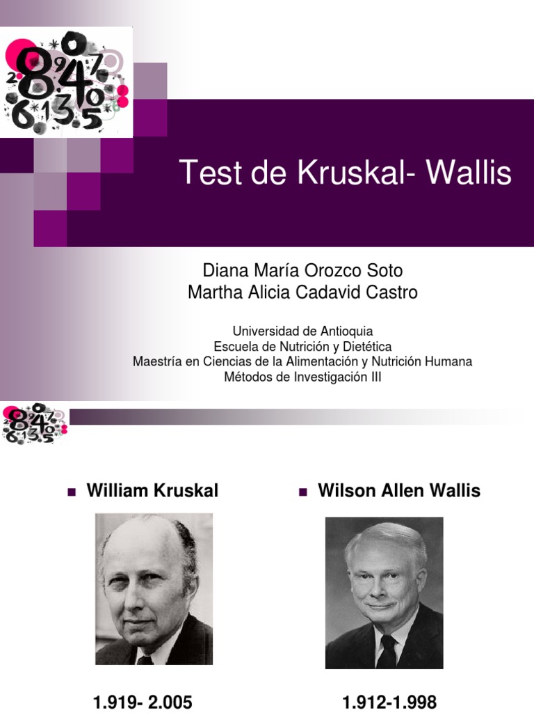 Test De Kruskal Wallis 1 An lisis De Variaci n M todos De B squeda