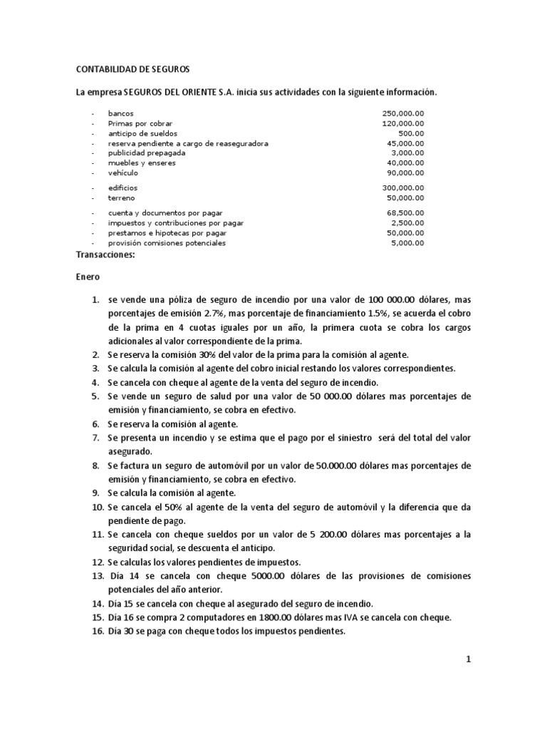 Contabilidad y Provisión de Seguros | PDF | Seguro | Bancos