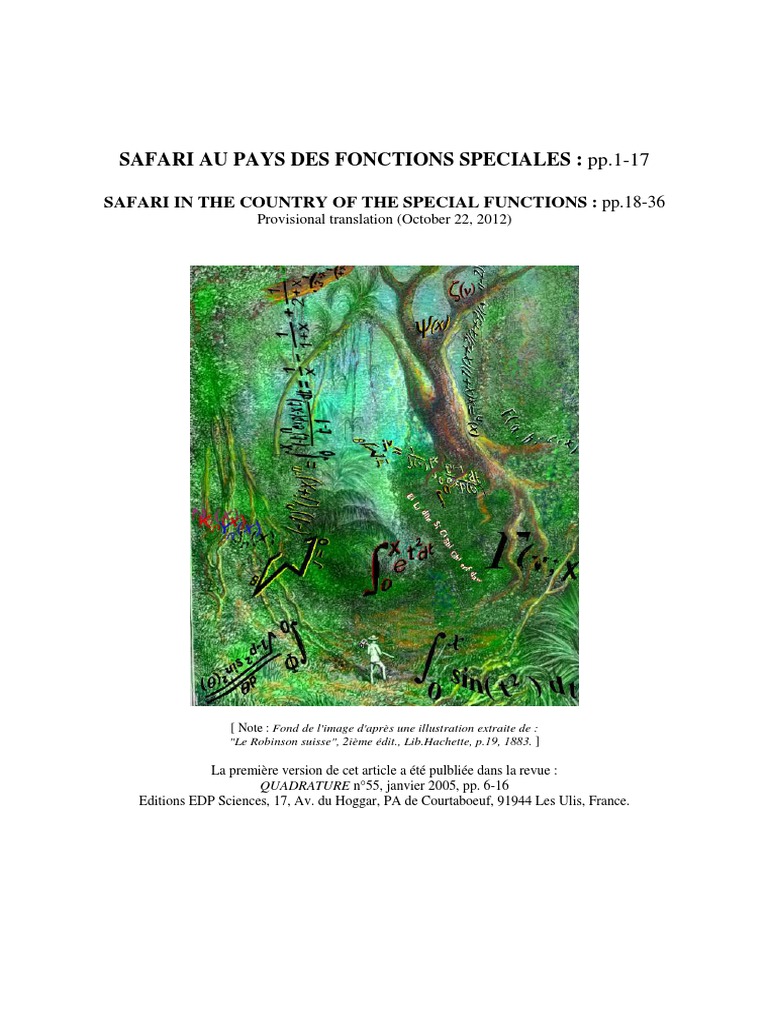 Safari On The Country of The Special Functions. Safari Au Pays Des ...