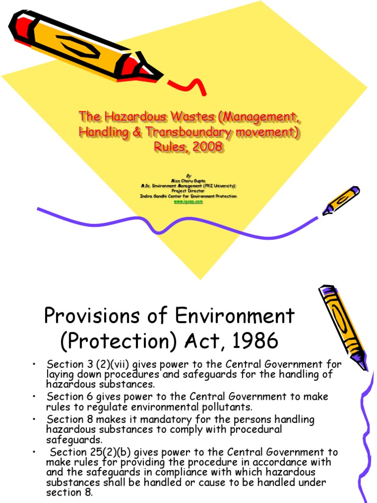 Hazardous Waste Managment Handling Rule2008 PDF Hazardous Waste