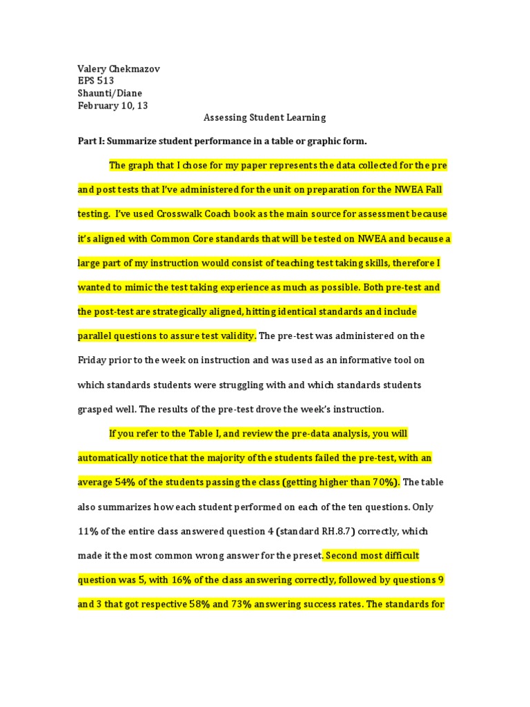 Analyzing Student Data | PDF | Educational Assessment | Reading