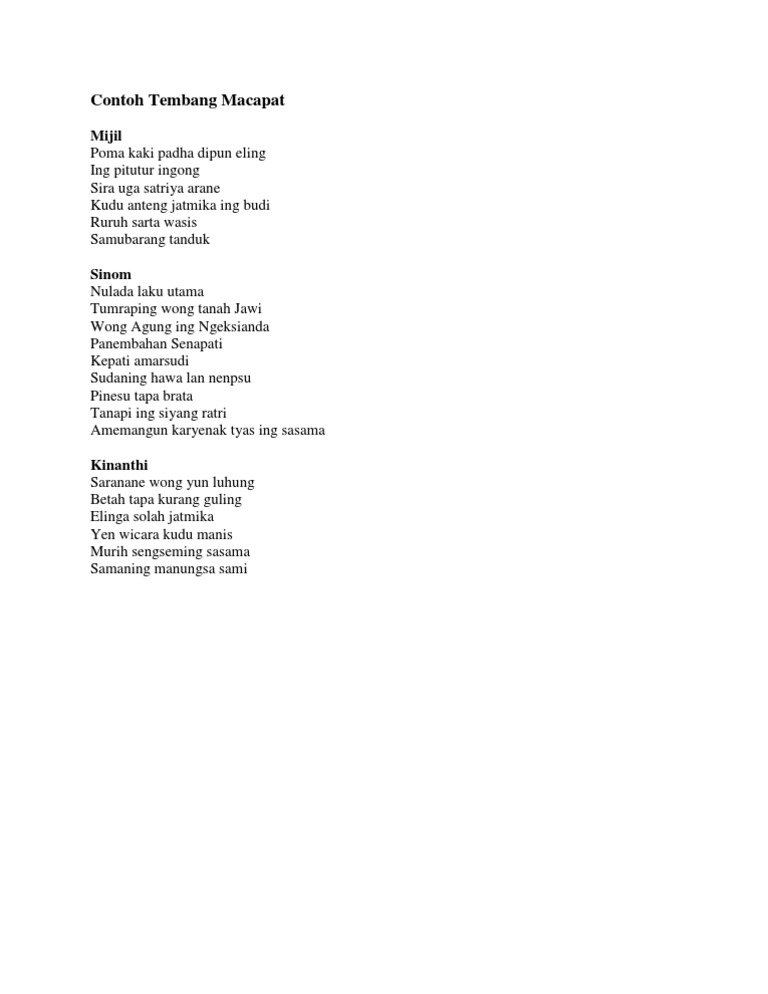 Contoh Tembang Macapat Pdf
