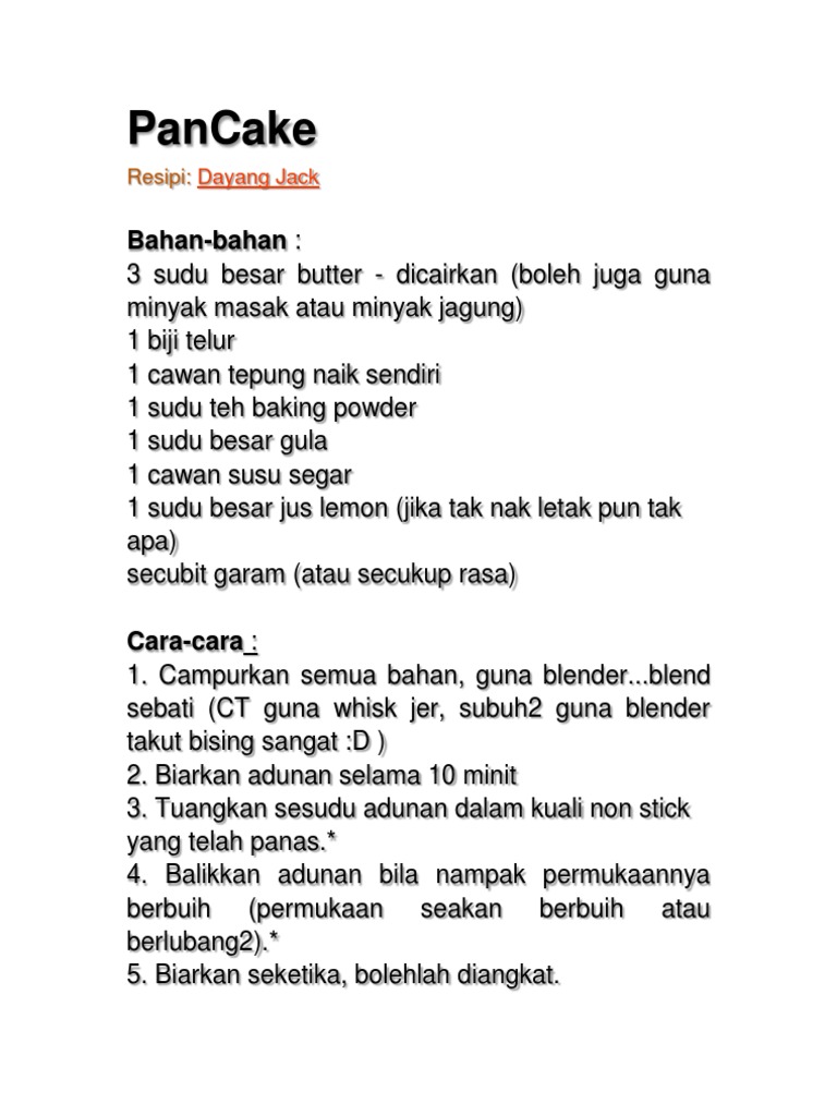 Recipe Pancake Pdf