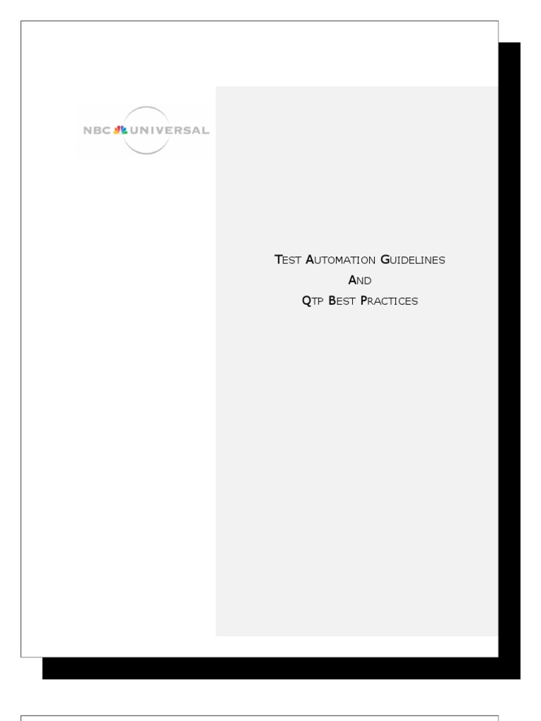 Guidelines and Best Practices for Effective Test Automation using Quick ...