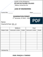 College of Engineering: Name: Course & Year: CE - 4