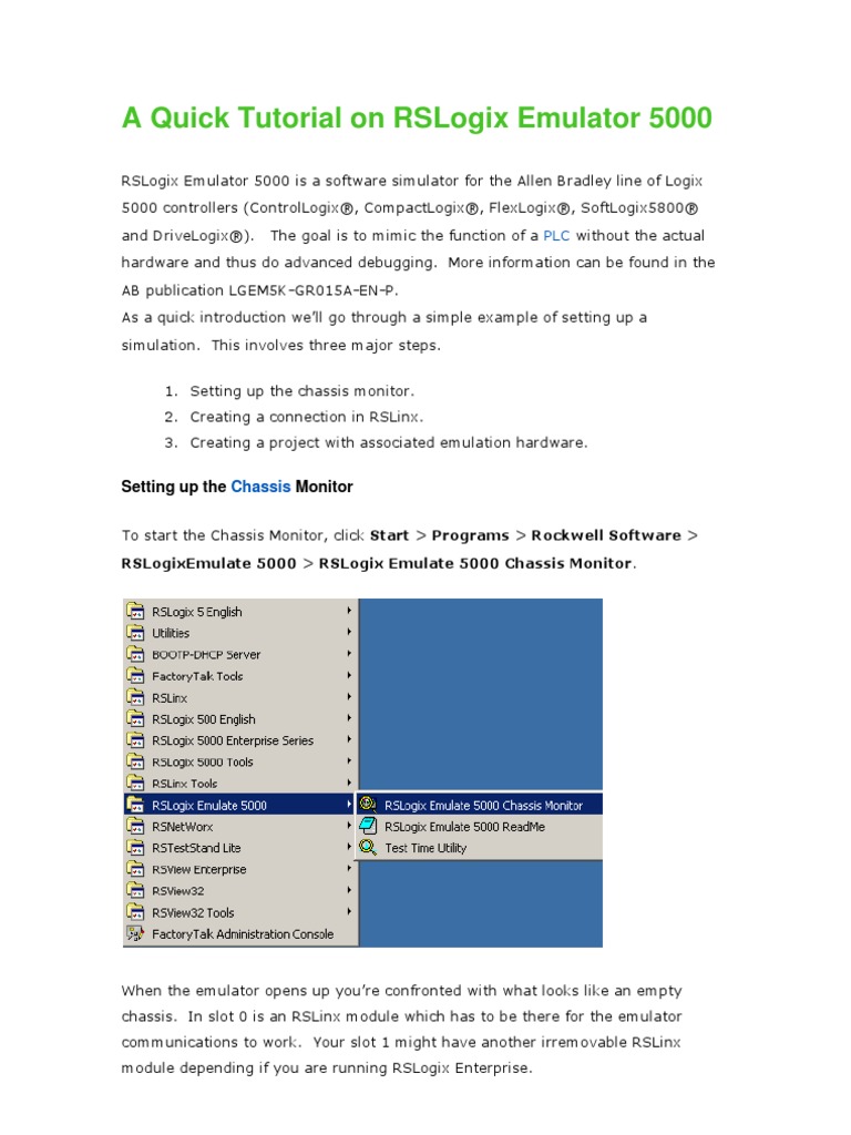A Quick Tutorial On RSLogix Emulator 5000 | PDF | Emulator | Device Driver
