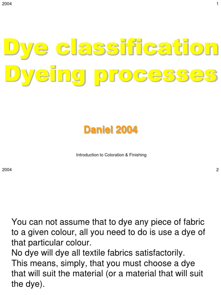 Dye Classification and Applications Guide | PDF | Dye | Dyeing