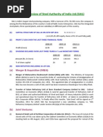 Brief Overview of Steel Authority of India Ltd. (SAIL) : (A) Merger & Acquisition (M&A)