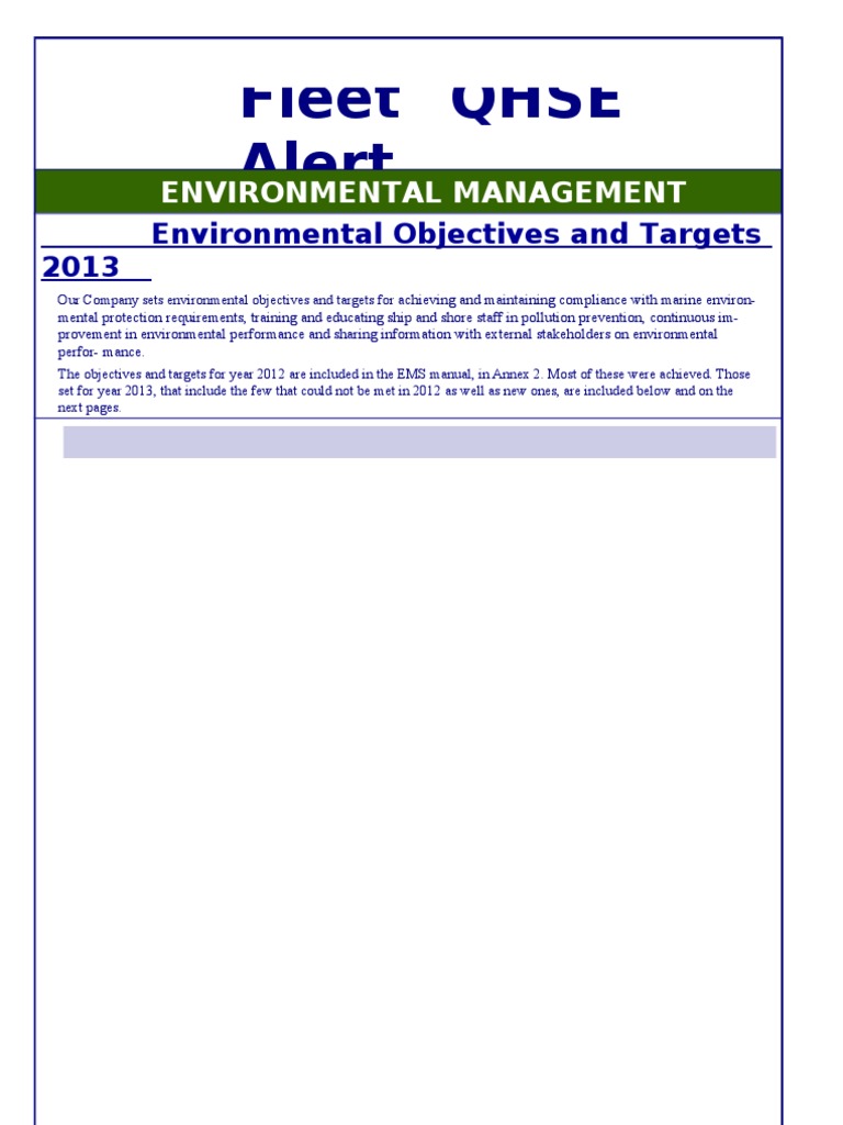 Ems Objectives and Targets PDF