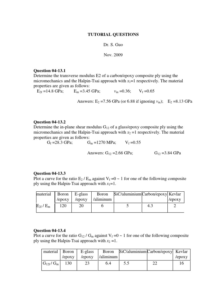 Composite Ply Modelling Questions | PDF | Strength Of Materials ...
