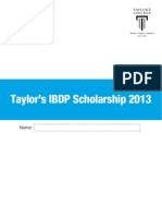 Taylor's IBDP Scholarship 2013 - Application Form
