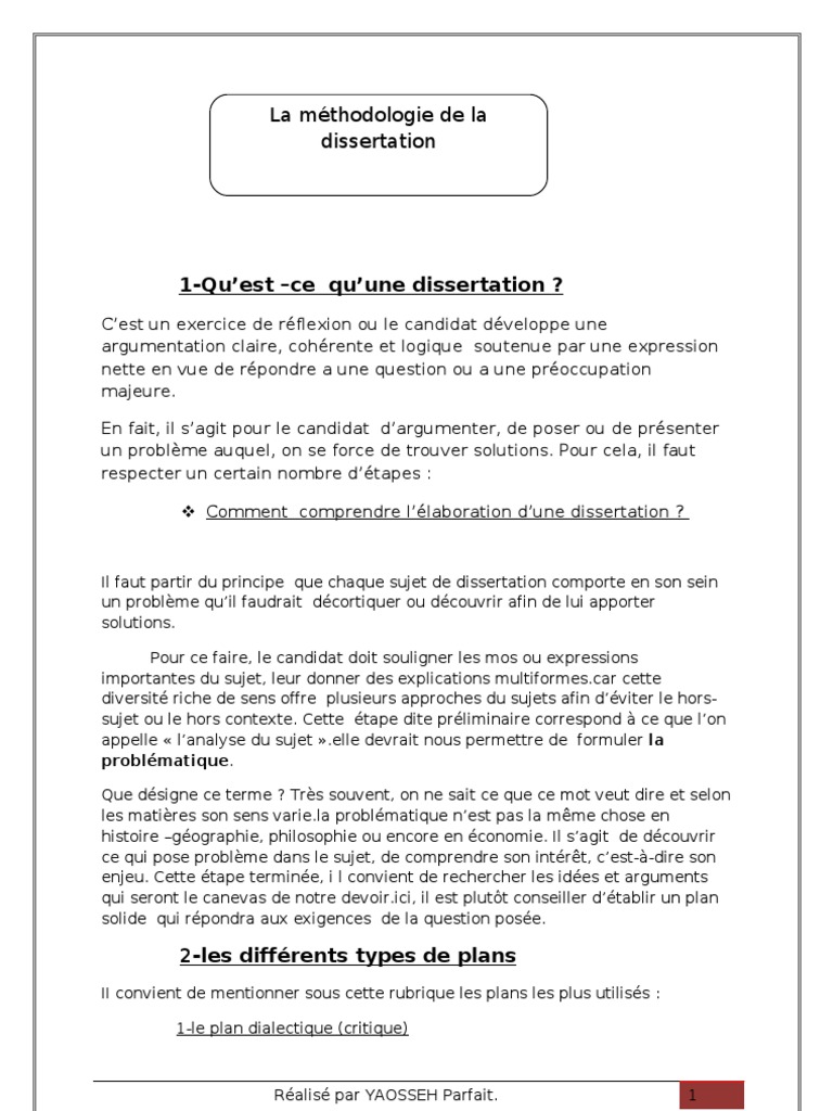 Methodologie de La Dissertation  Économie  Sciences philosophiques