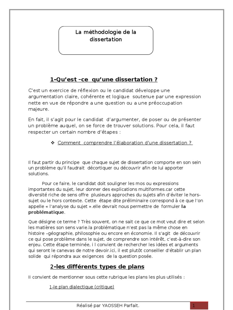 question dissertation bac