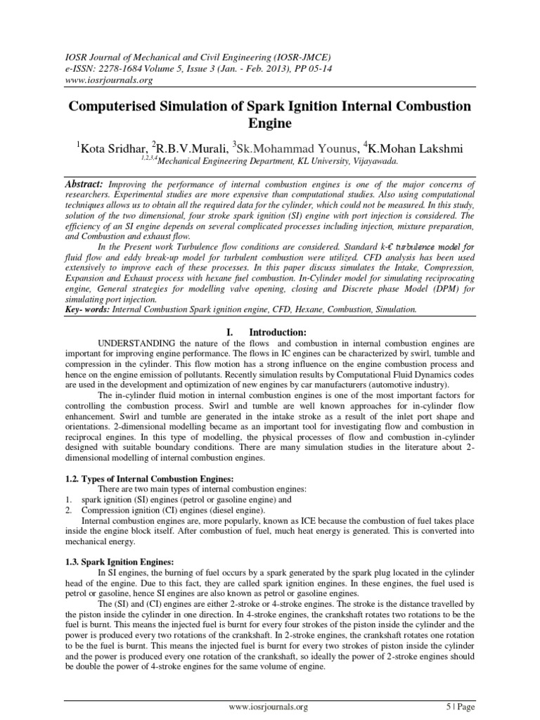 Simulation of Spark Ignition Engine | PDF | Internal Combustion Engine ...