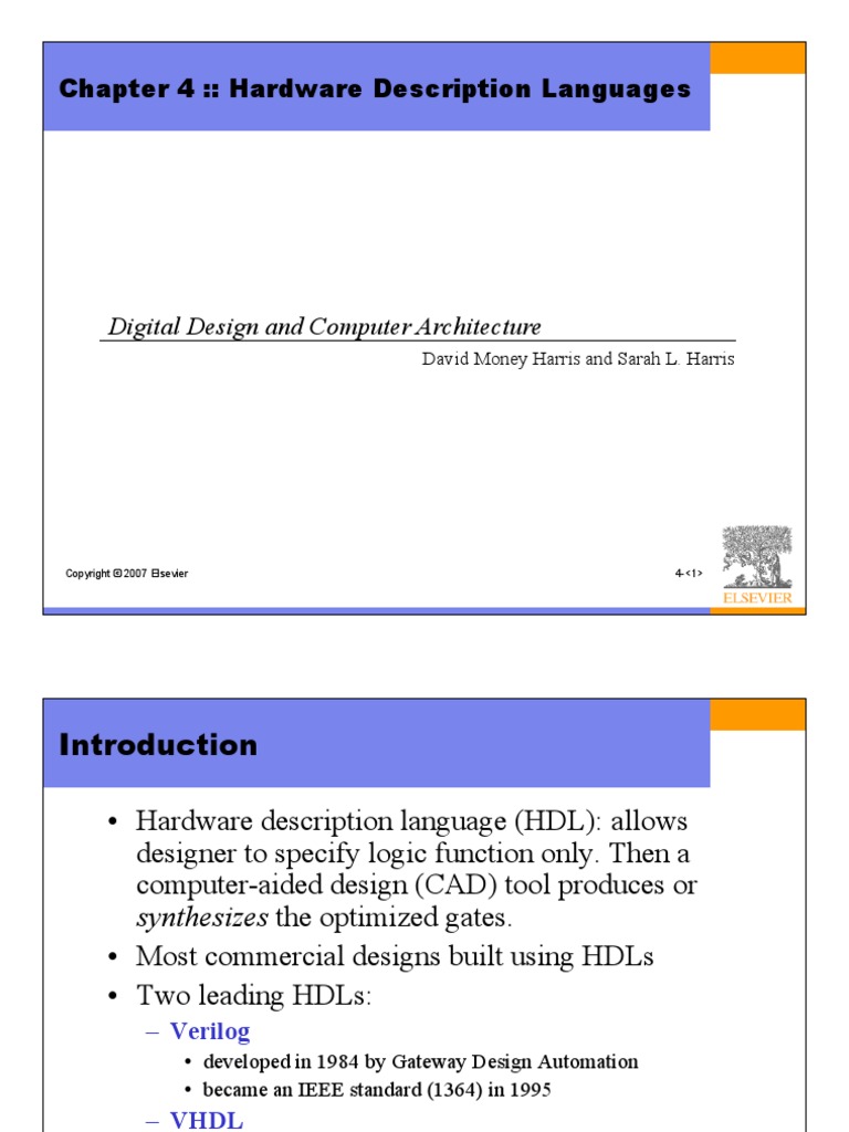 Chapter 4:: Hardware Description Languages: Digital Design and Computer ...