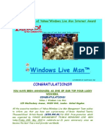 Yahoo/Windows Live Msn Internet Award Winner Title