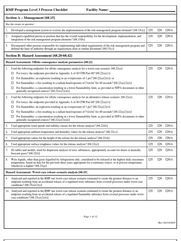 RMP Level 3 Compliance Checklist | PDF | Risk Management | Liquids