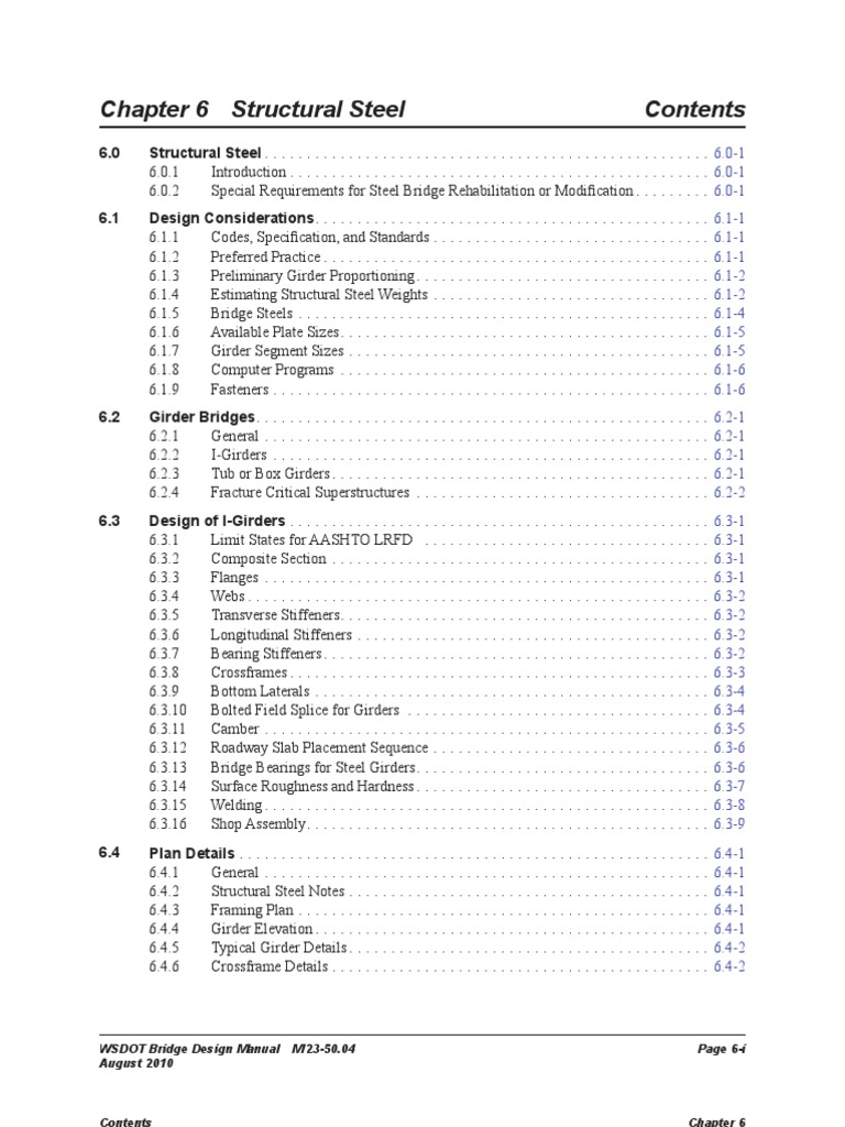Chapter 6 Structural Steel WSDOT Bridge Design Manual M 2350.04 Page