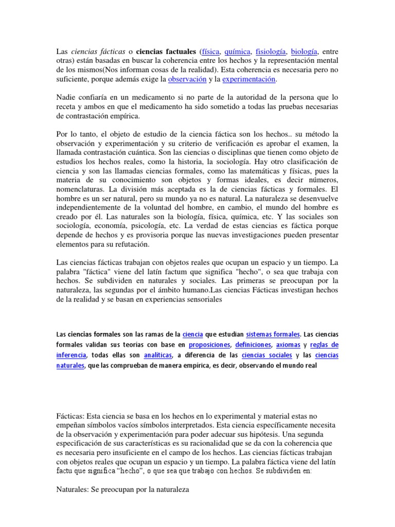 Las ciencias fácticas o ciencias factuales Física y