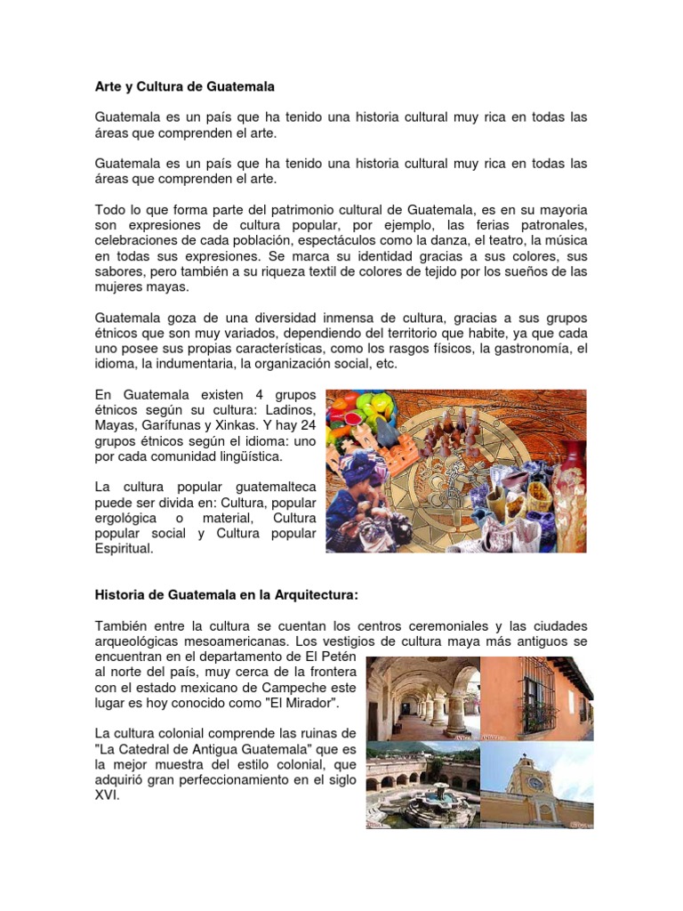 Cultura y Arte de Guatemala | PDF | Guatemala | Civilización maya