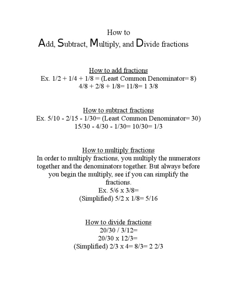 Mastering Fraction Operations Guide | PDF | Career & Growth