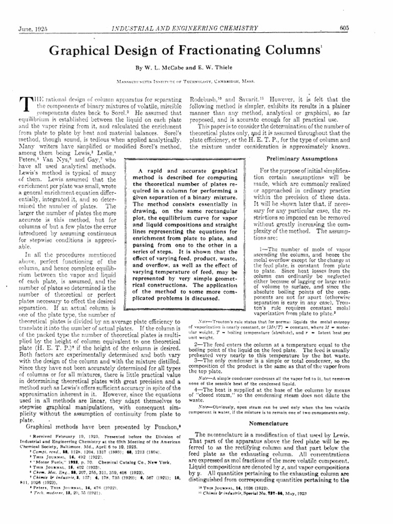 McCabeThiele - Graphical Design of Fractionating Columns | PDF ...