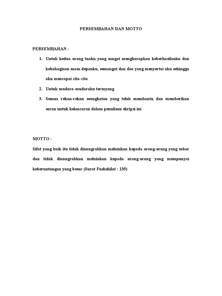 Persembahan Dan Motto