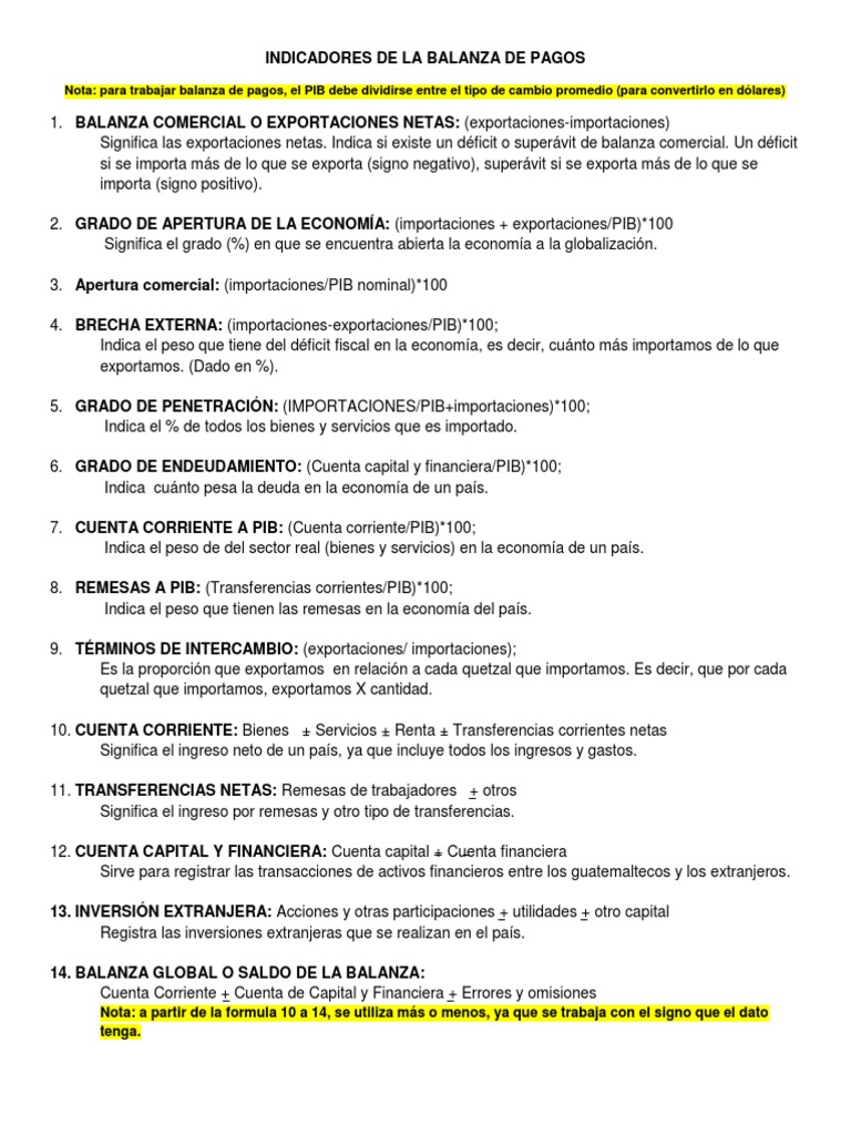 Indicadores de La Balanza de Pagos | PDF | Tipo de cambio | Balance de ...