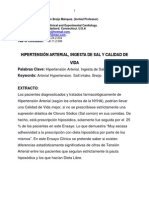 Hipertensión Arterial, Ingesta de Sal y Calidad de Vida