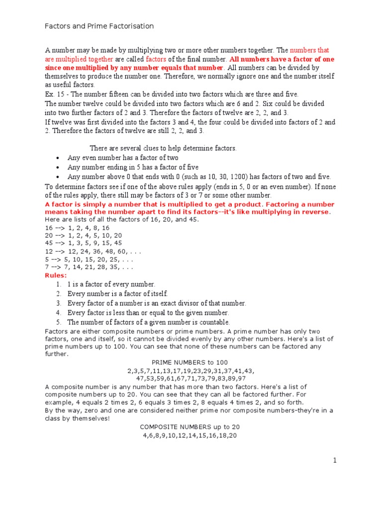 Factors and Prime Factorization | PDF | Prime Number | Number Theory