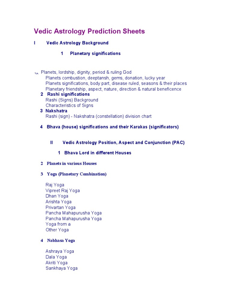 Vedic Astrology Prediction Sheets | PDF | Planets In Astrology | Hindu ...