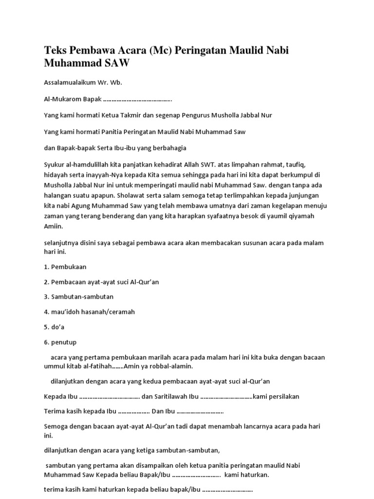 Contoh Soal Terbaru Contoh Kata Pembukaan Mc