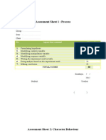 Assessment Sheet 1: Process: No Aspect That Assessed Max Score Score