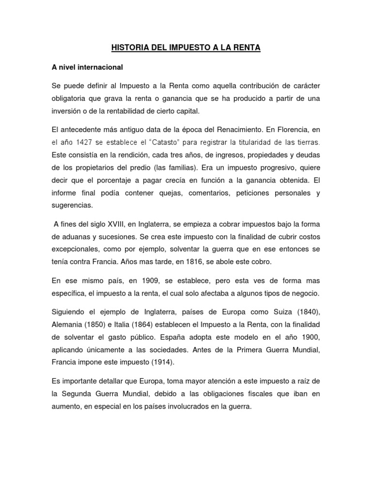 Historia Del Impuesto A La Renta | Descargar gratis PDF | Impuesto ...