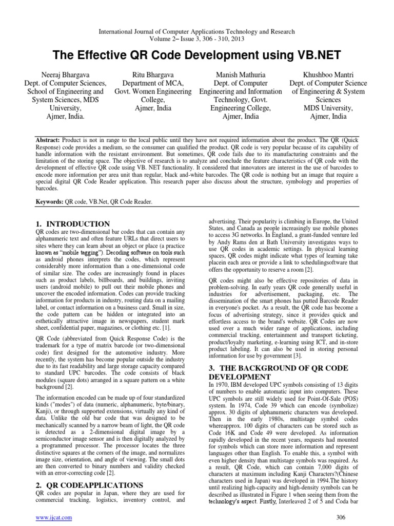 The Effective QR Code Development Using | PDF | Qr Code | Barcode
