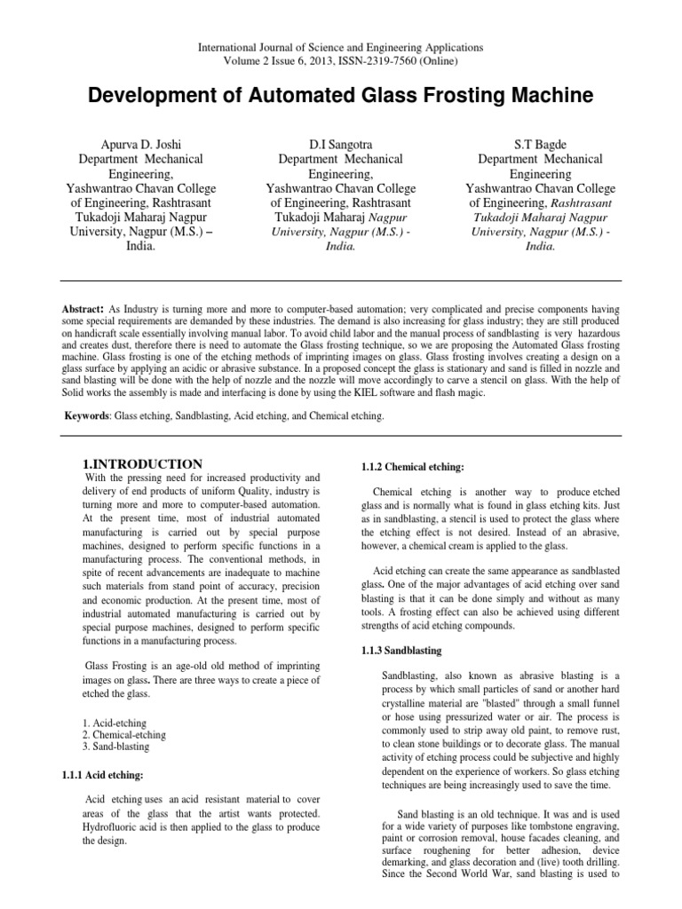 Development of Automated Glass Frosting Machine | PDF