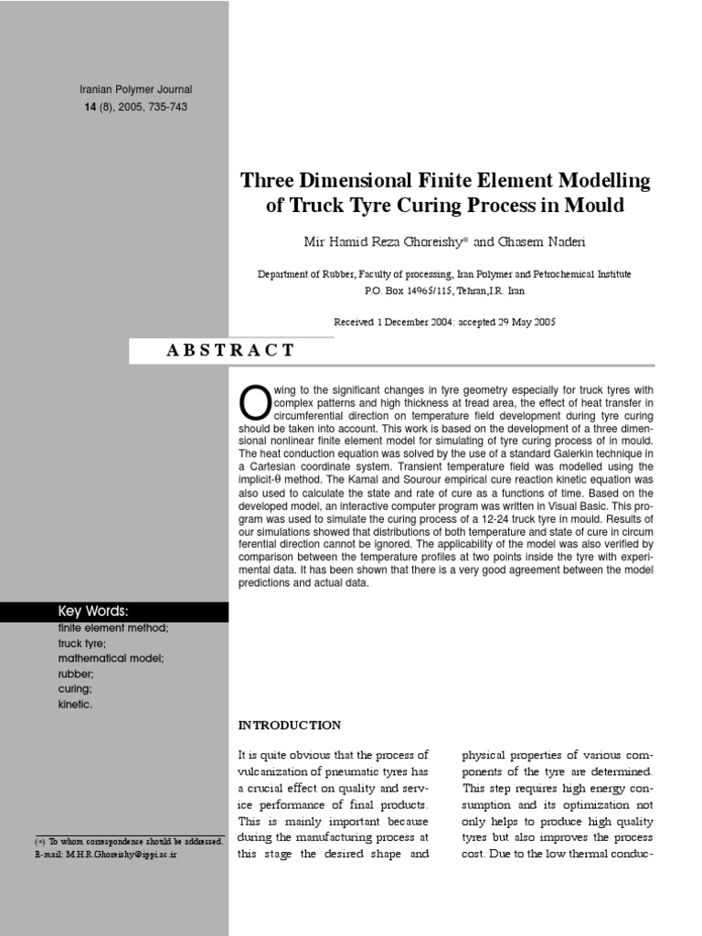Three Dimensional Finite Element Modelling of Truck Tyre Curing Process