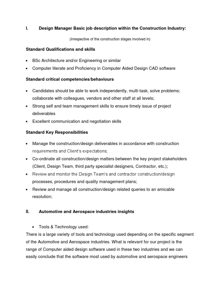 Design Manager PDF Computer Aided Design Competence (Human Resources)