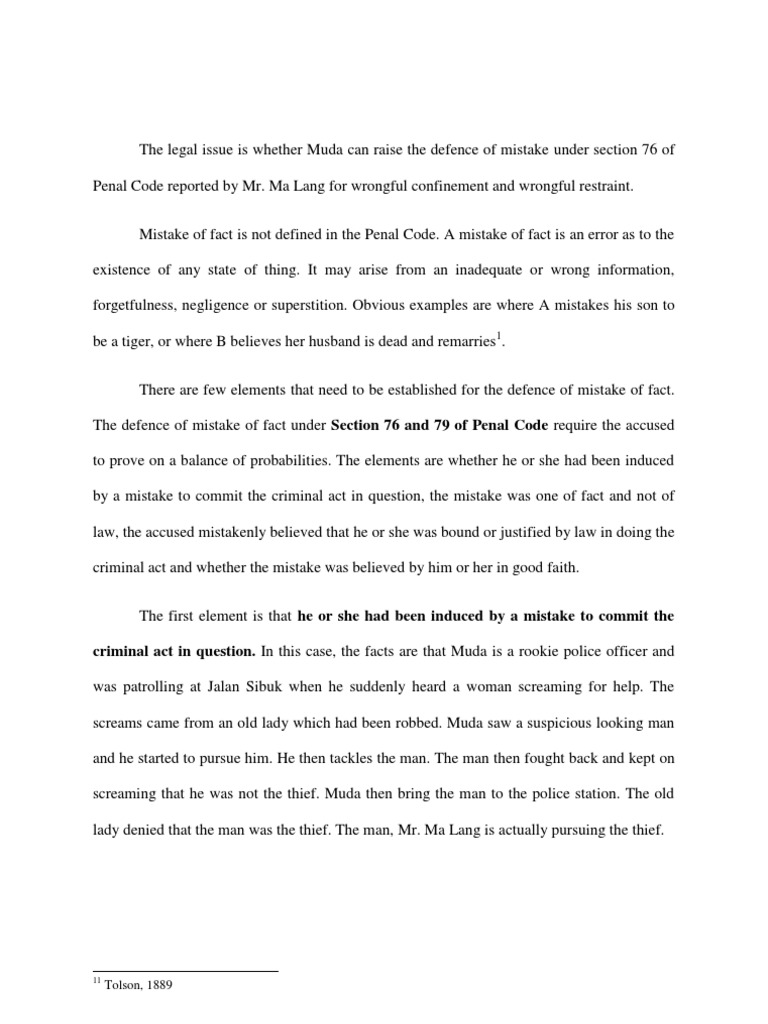 what is mistake in criminal law