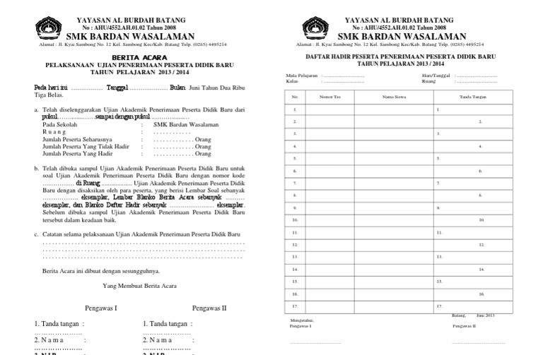 Berita Acara Dan Absen