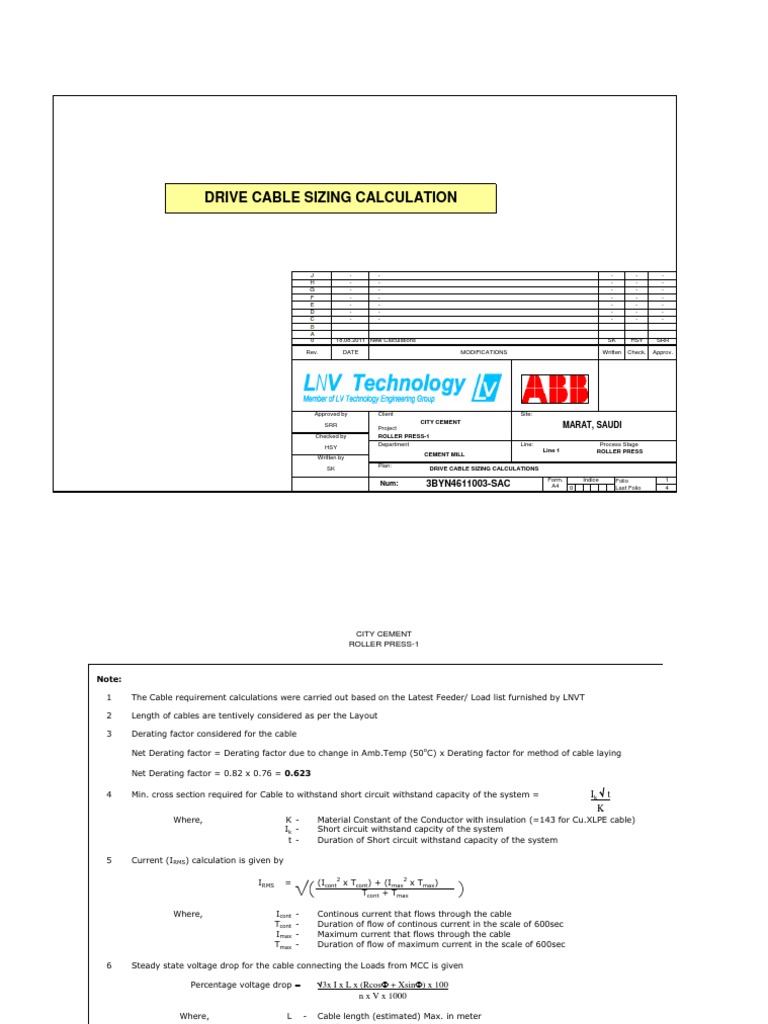 VFD Drive Cable Sizing Calculations | PDF | Cable | Direct Current