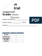 Examen 5to Bimestre Segundo Grado