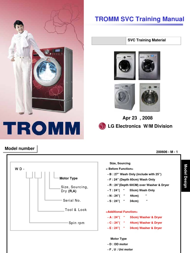 Lg Tromm Washing Machine Front Load Training Manual 2008 | Washing Machine  | Electrical Connector