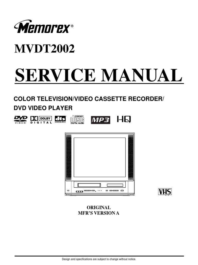 Memorex Mod. Mvdt2002sm Tv-dvd-Vhs | Videocassette Recorder