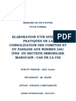 Élaboration D'un Guide Des Pratiques de La Consolidation Des Comptes Et Du Passage Aux Normes IAS I