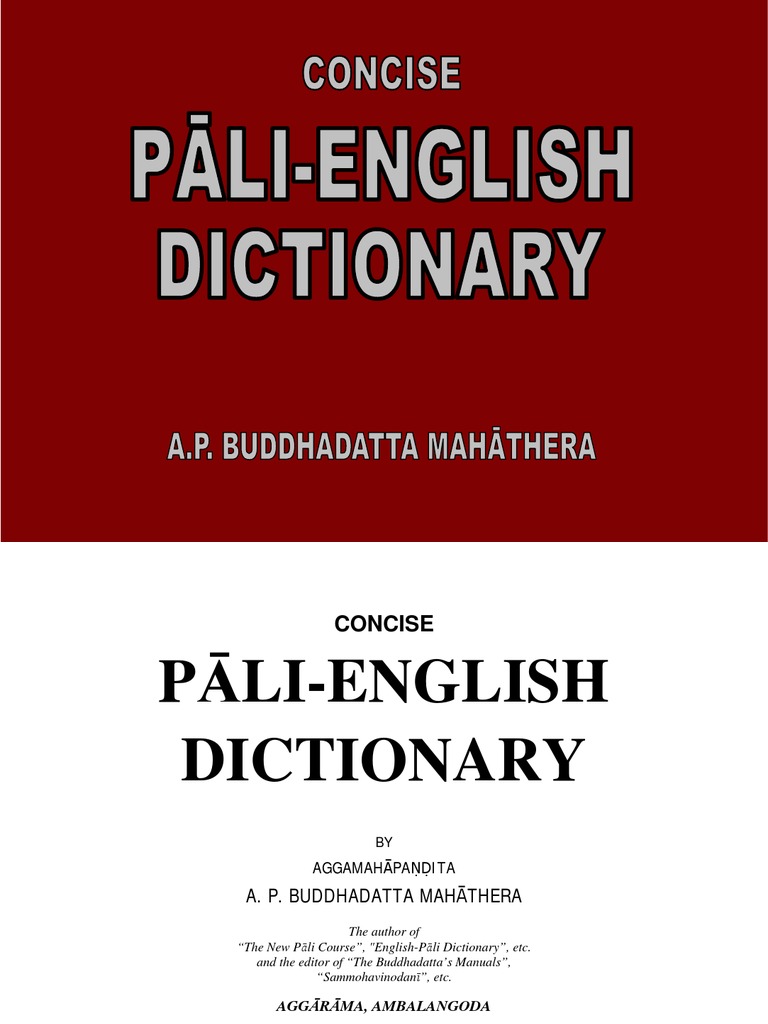 A P Buddhadatta Concise Pali English Dictionary PDF Grammatical Gender Verb photo